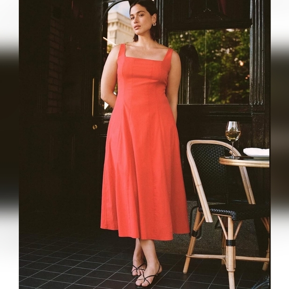 NWT ABERCROMBIE & FITCH Tik Tok Fave MILA Fit Flare Red Midi Dress XL TALL New - Picture 13 of 13